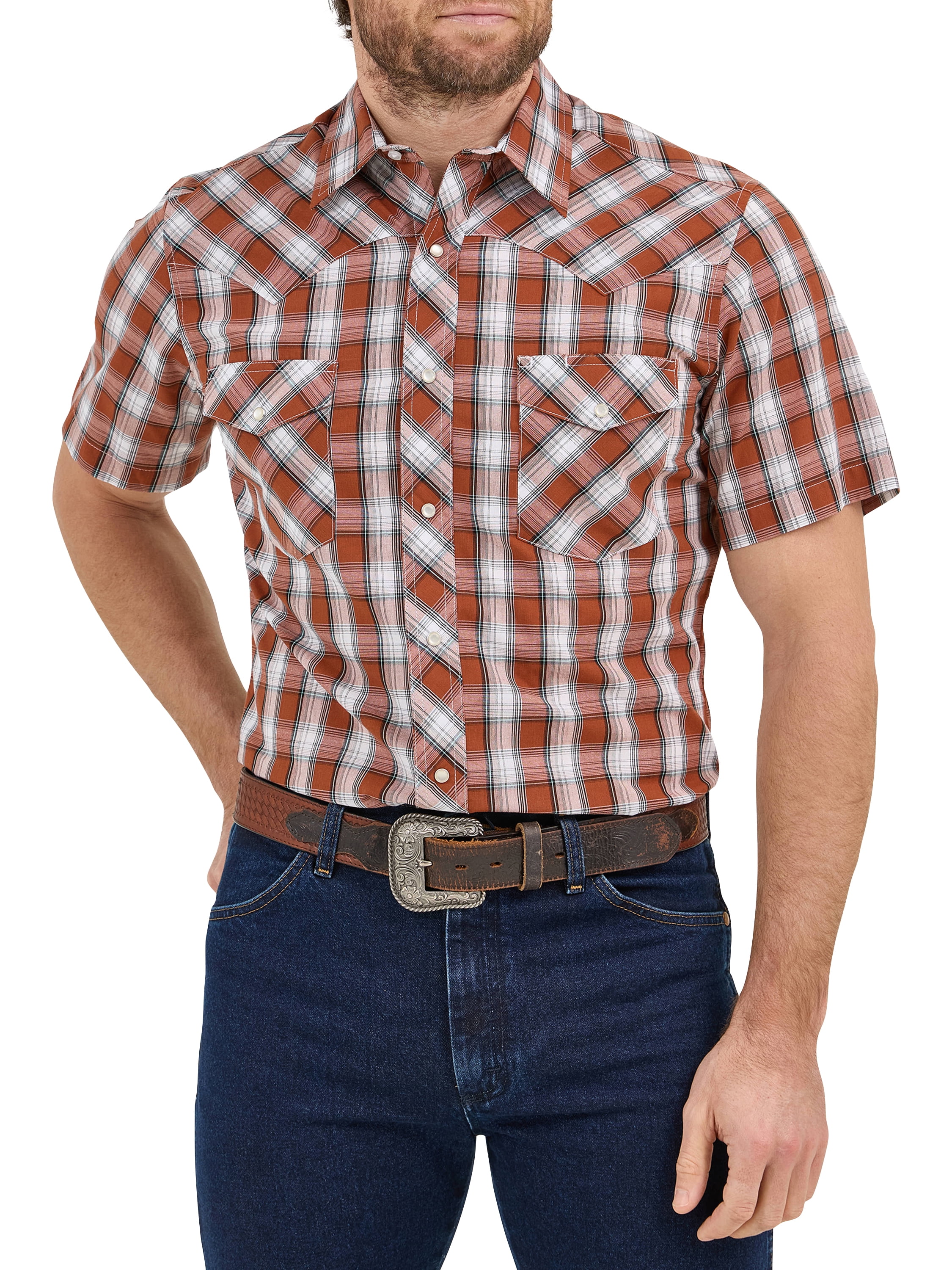 Men’s and Big Men’s Regular Fit Short Sleeve Western Shirt, Sizes S-5XL