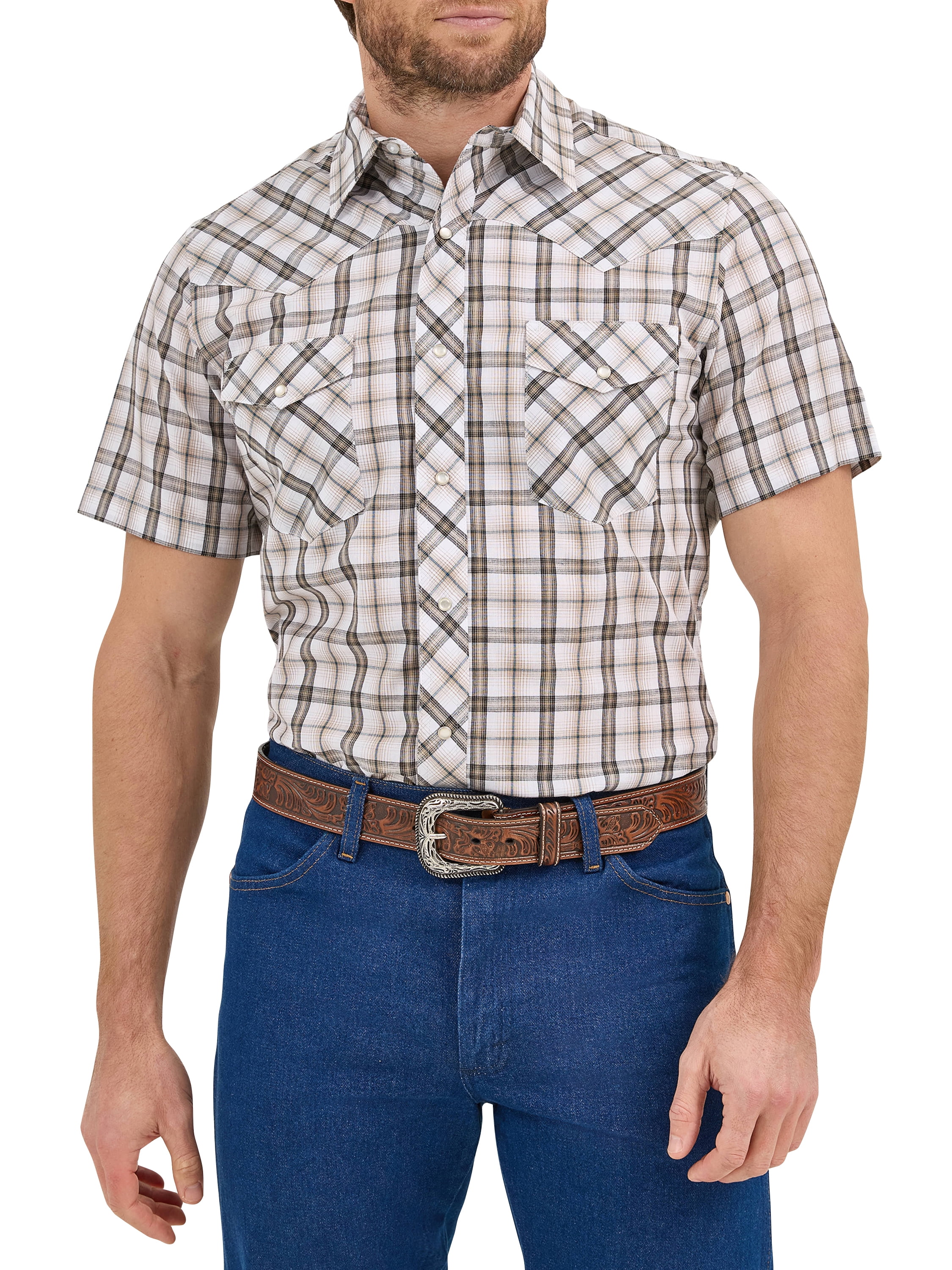 Men’s and Big Men’s Regular Fit Short Sleeve Western Shirt, Sizes S-5XL
