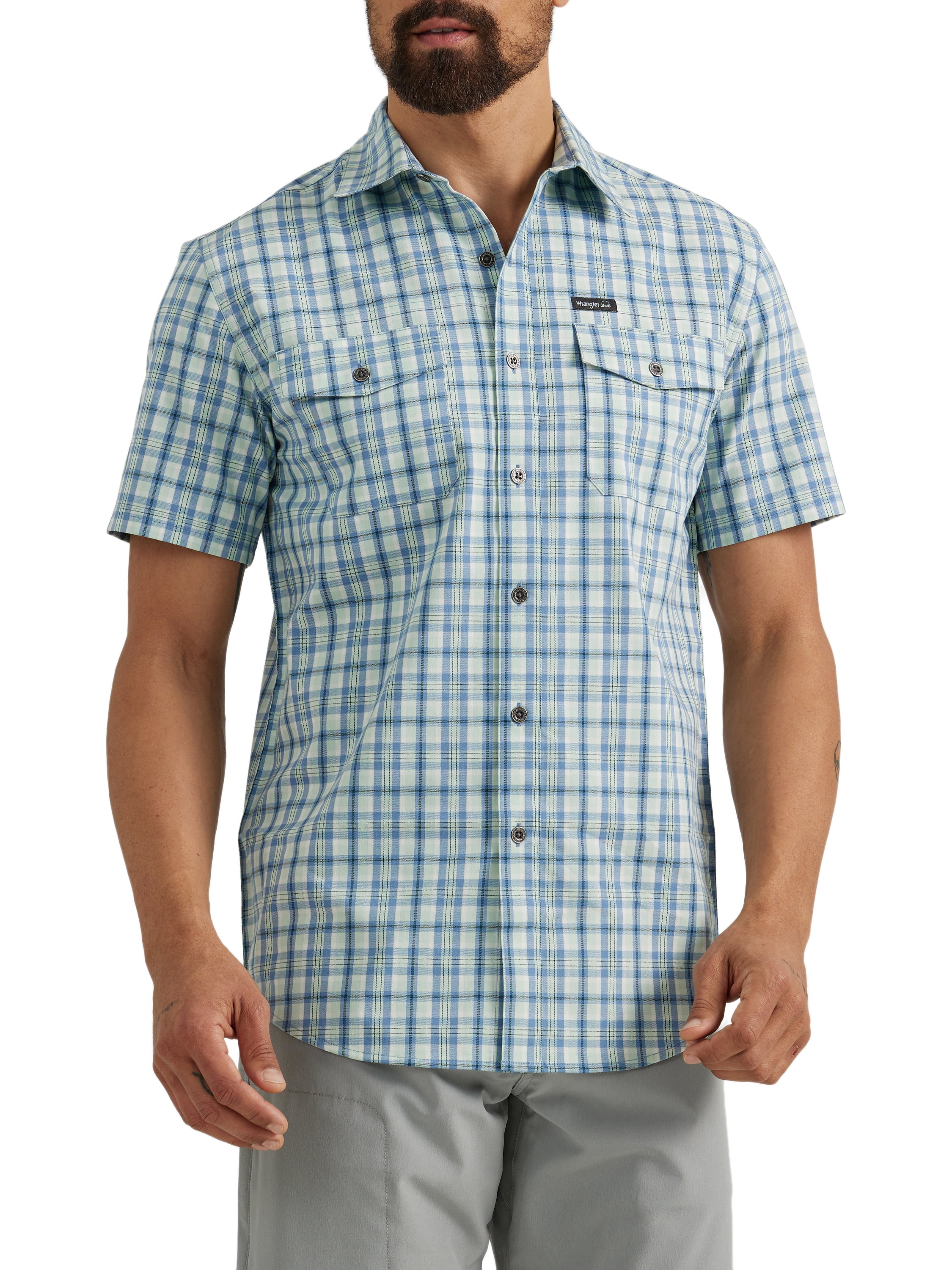 Men’s Outdoor Short Sleeve Utility Shirt with Moisture Wicking, Sizes S-5XL