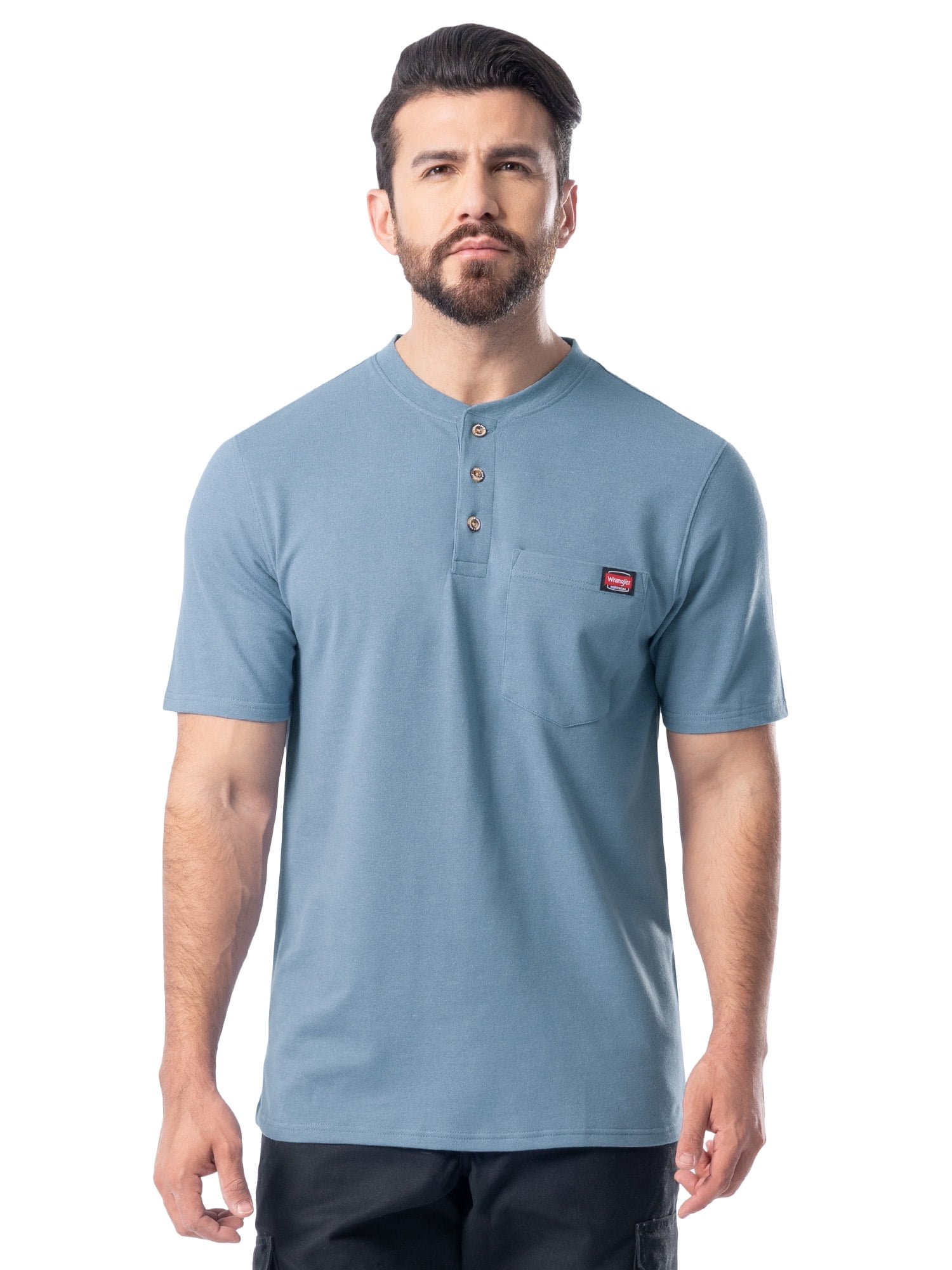 Workwear Men’s Short Sleeve Performance Henley Pocket Shirt, size S-5XL
