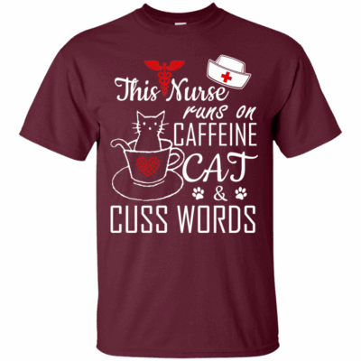 AVE This Nurse Runs on caffeine Cat and Cuss Words - Image 3