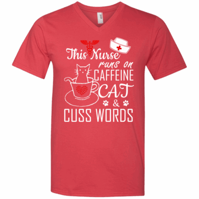 AVE This Nurse Runs on caffeine Cat and Cuss Words - Image 11