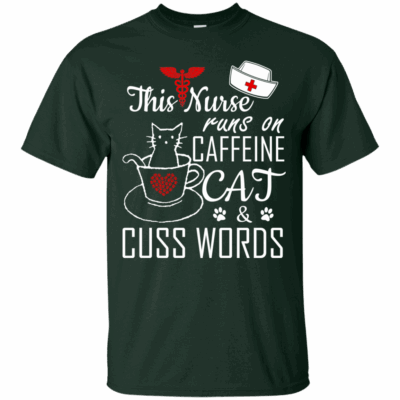 AVE This Nurse Runs on caffeine Cat and Cuss Words - Image 2