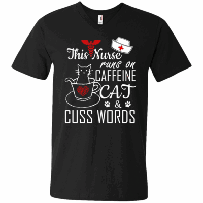 AVE This Nurse Runs on caffeine Cat and Cuss Words - Image 12