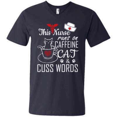 AVE This Nurse Runs on caffeine Cat and Cuss Words - Image 13